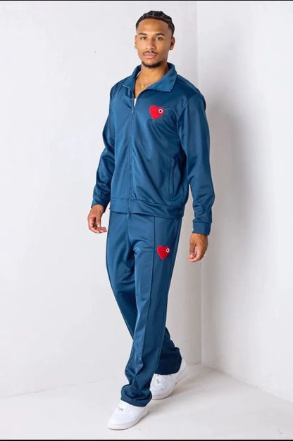 Navy blue two-piece sportswear set: jacket + pants
