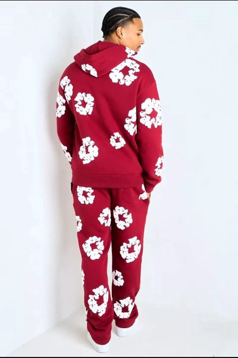 Burgundy two-piece sportswear set: jacket + joggers