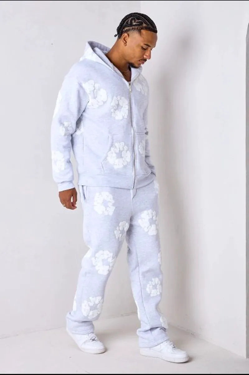 Two-piece gray sportswear set: jacket + joggers