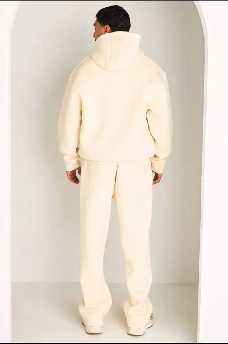 Ensemble 2 pièces : sweat zippé + jogging écru