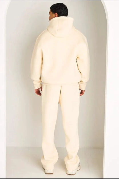 Ensemble 2 pièces : sweat zippé + jogging écru