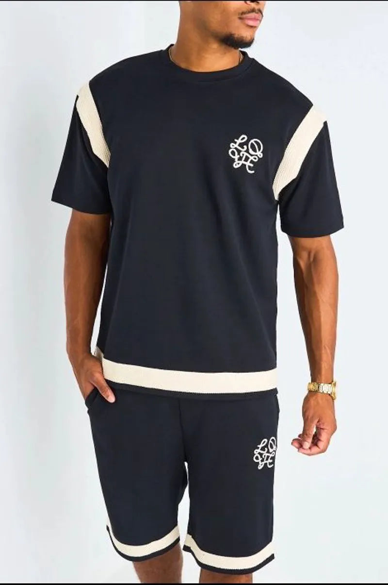 Ensemble 2 pièces : t-shirt + short à inscriptions "LOVE " noir