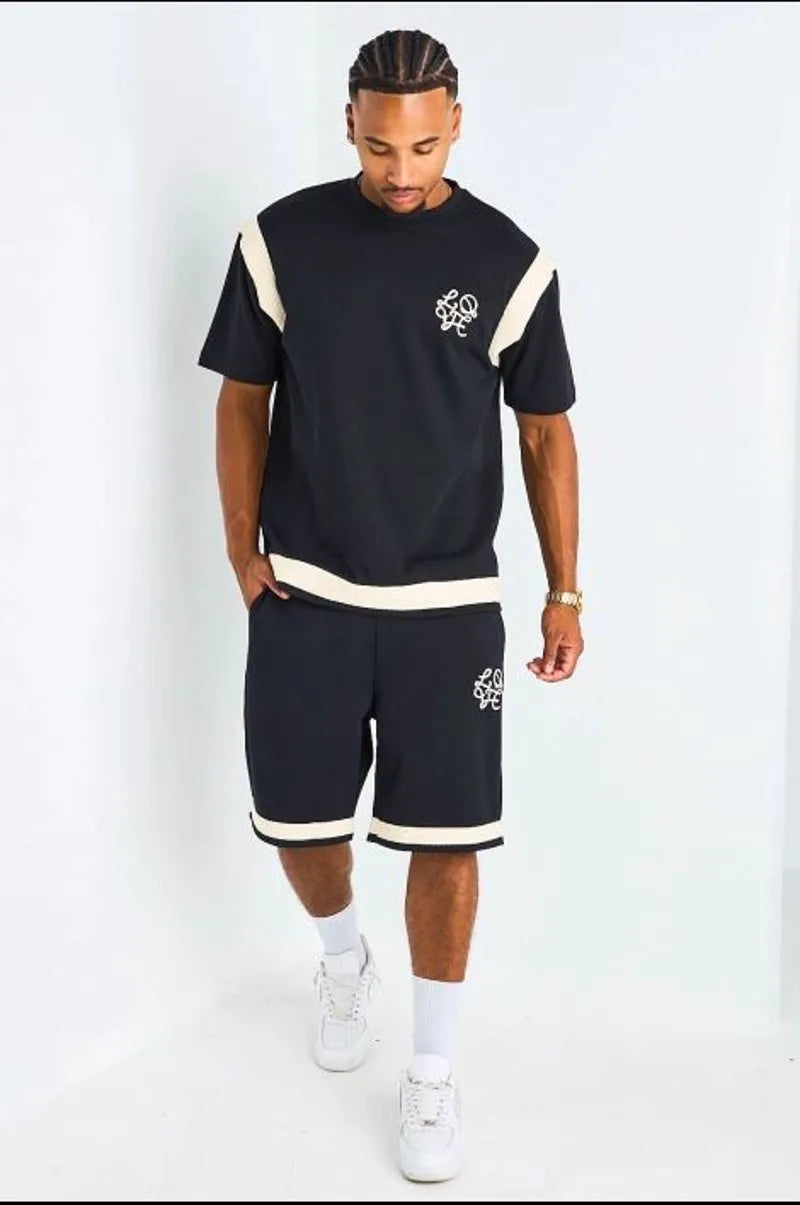 Ensemble 2 pièces : t-shirt + short à inscriptions "LOVE " noir