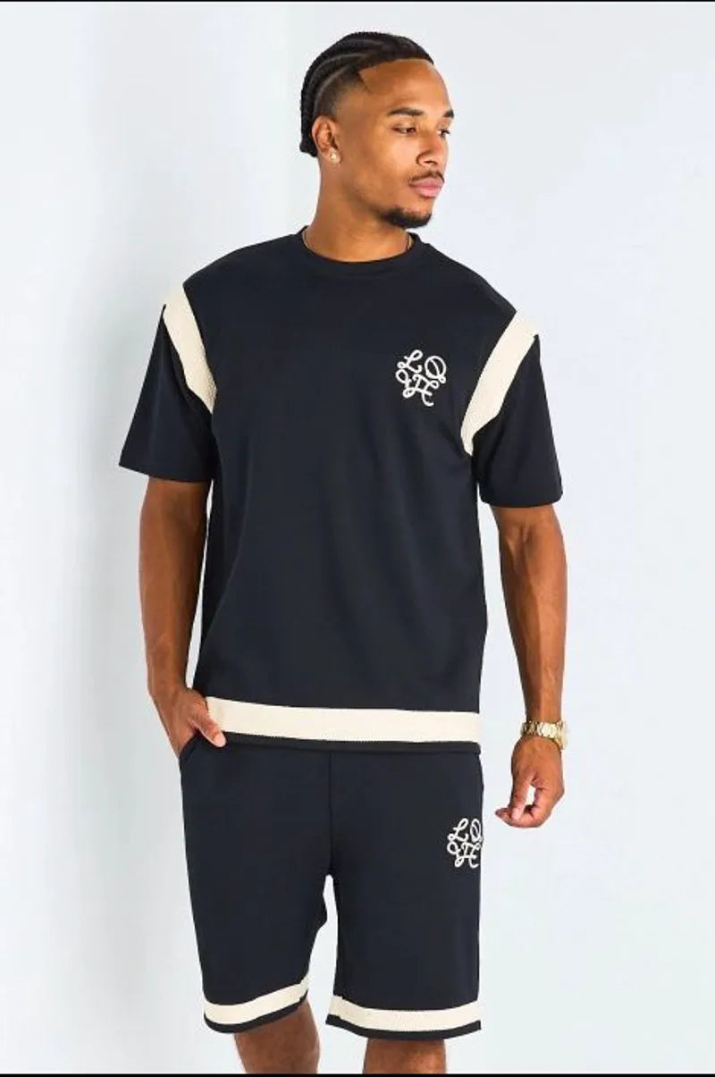 Ensemble 2 pièces : t-shirt + short à inscriptions "LOVE " noir