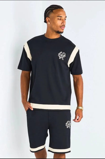 Ensemble 2 pièces : t-shirt + short à inscriptions "LOVE " noir