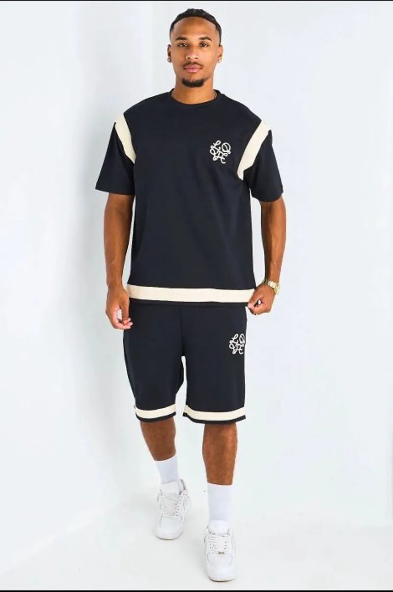 Ensemble 2 pièces : t-shirt + short à inscriptions "LOVE " noir