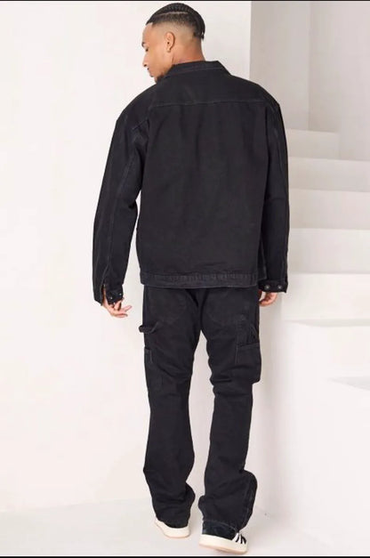 Two-piece set: denim jacket + black jeans