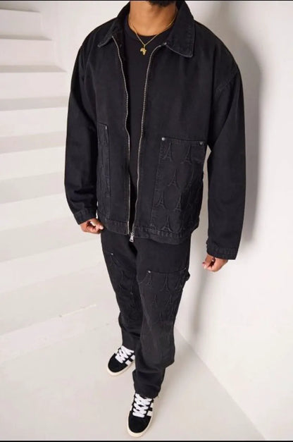 Two-piece set: denim jacket + black jeans