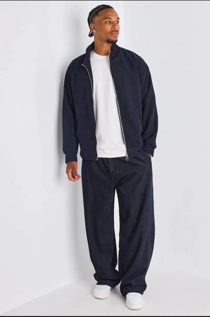 Ensemble 2 pièces : veste + jogging bleu marine chiné