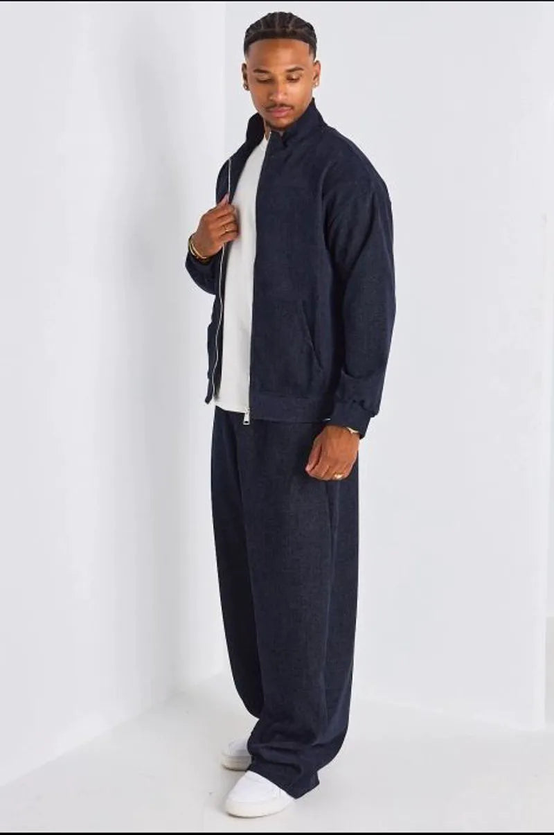 Ensemble 2 pièces : veste + jogging bleu marine chiné
