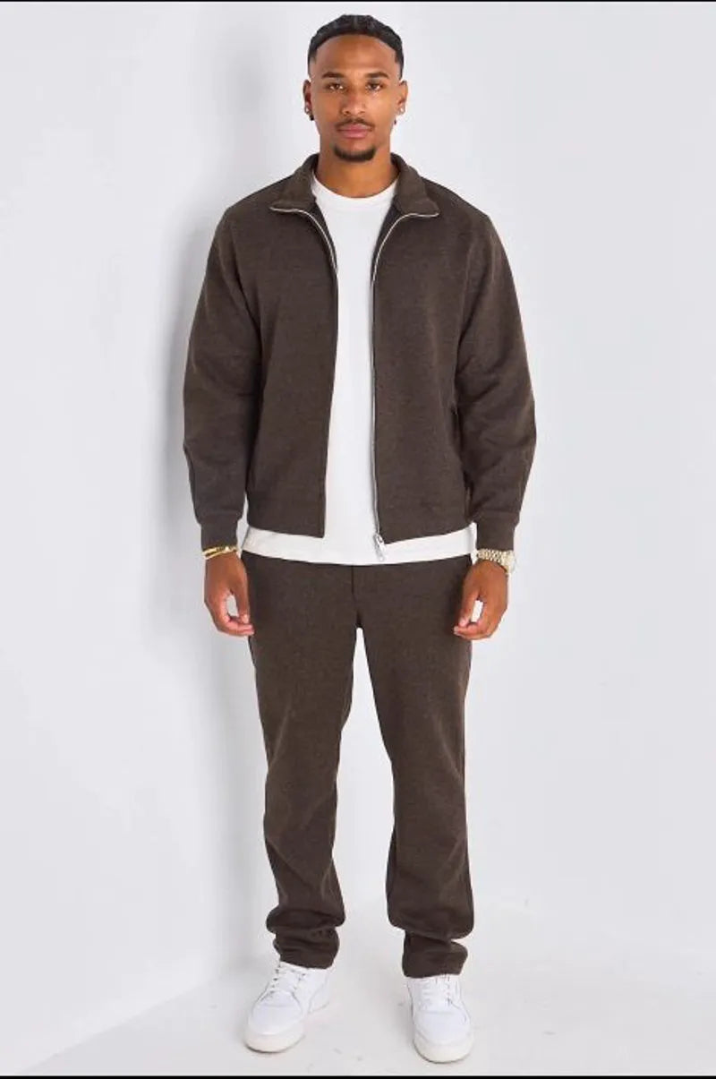 Ensemble 2 pièces : veste + jogging marron en laine