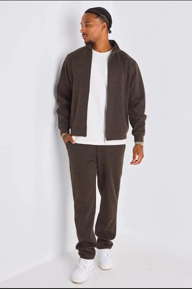 Ensemble 2 pièces : veste + jogging marron en laine