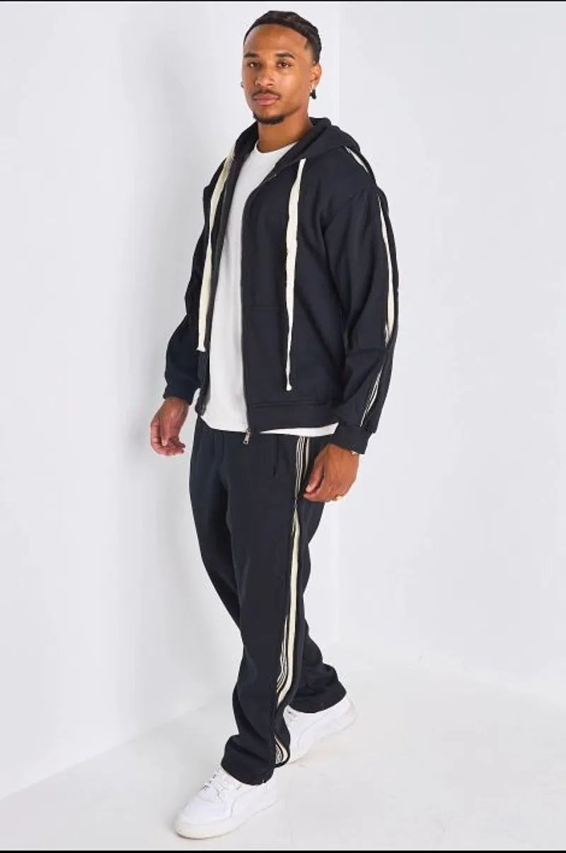Ensemble 2 pièces : Veste + jogging noir à bandes