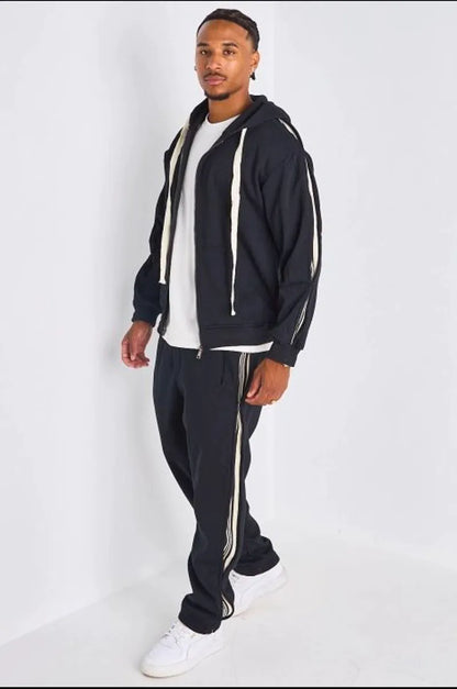 Ensemble 2 pièces : Veste + jogging noir à bandes