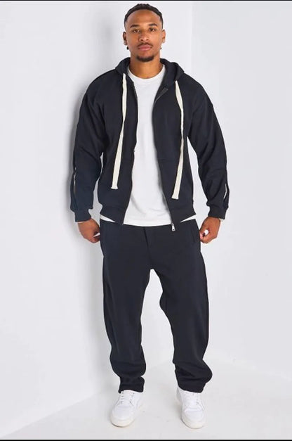 Ensemble 2 pièces : Veste + jogging noir à bandes
