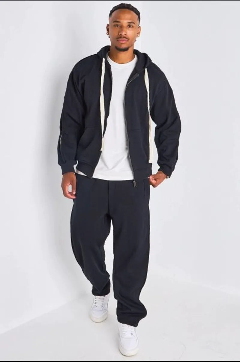 Ensemble 2 pièces : Veste + jogging noir à bandes