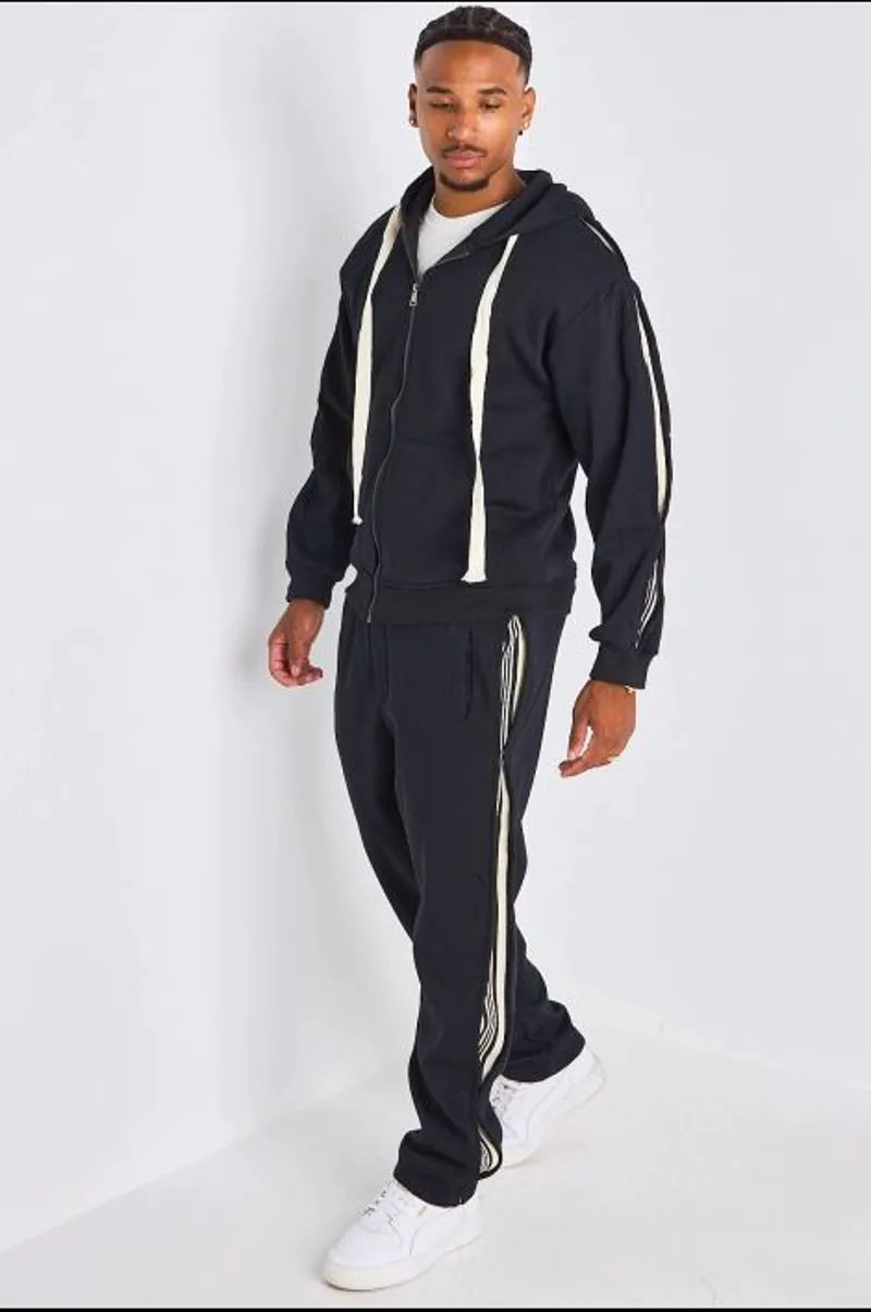Ensemble 2 pièces : Veste + jogging noir à bandes