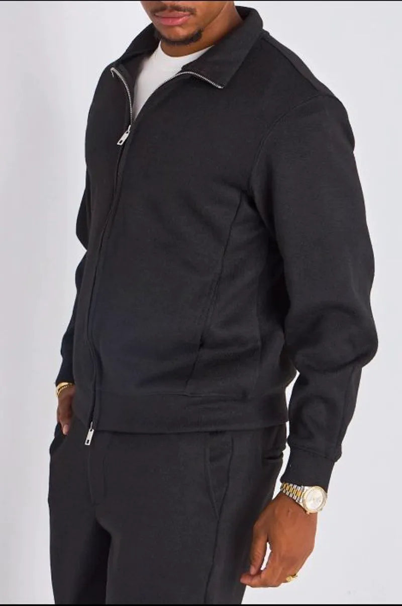 Ensemble 2 pièces : veste + jogging noir en laine