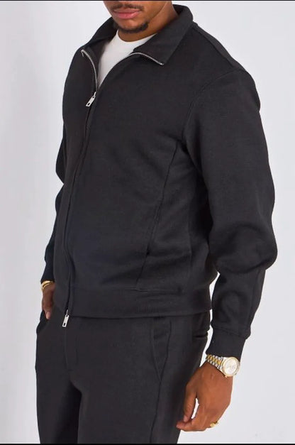 Ensemble 2 pièces : veste + jogging noir en laine