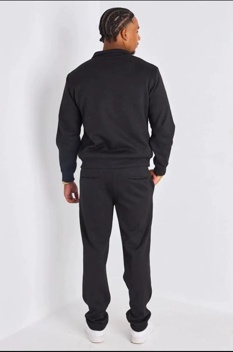 Ensemble 2 pièces : veste + jogging noir en laine