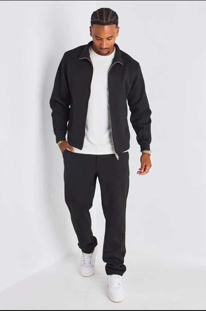 Ensemble 2 pièces : veste + jogging noir en laine