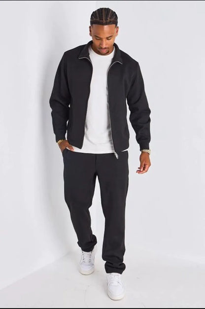 Ensemble 2 pièces : veste + jogging noir en laine