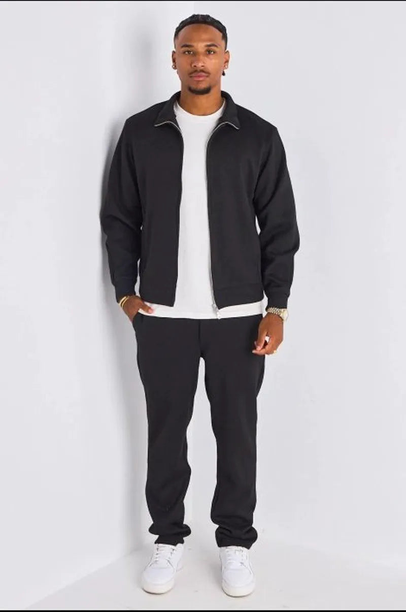 Ensemble 2 pièces : veste + jogging noir en laine