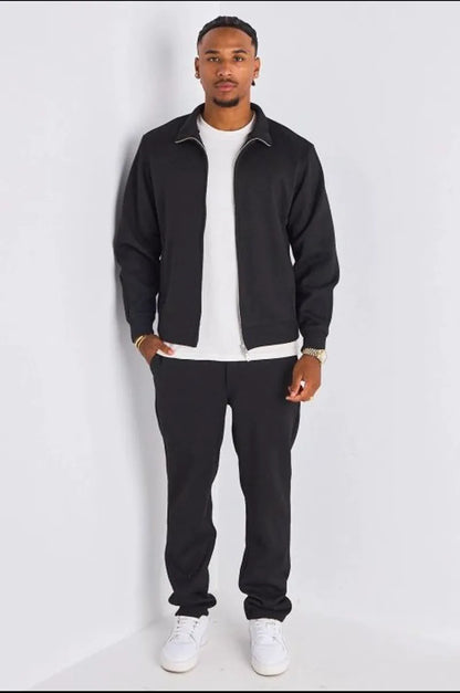 Ensemble 2 pièces : veste + jogging noir en laine