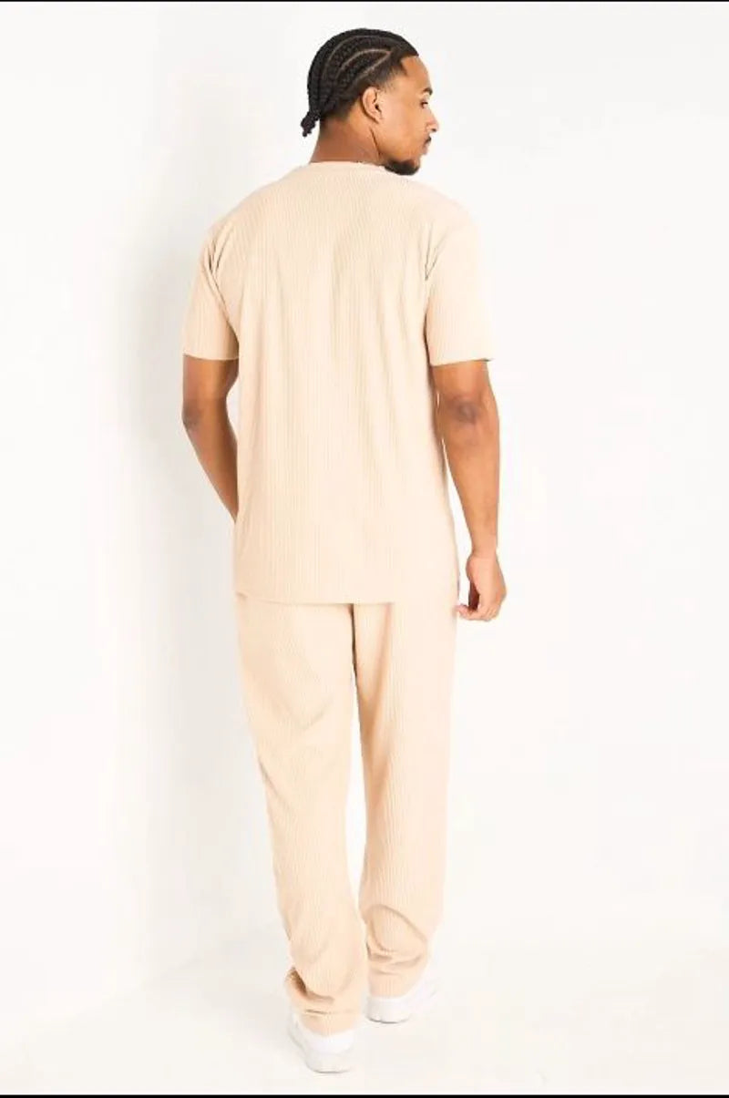 Ensemble côtelé beige haut + pantalon
