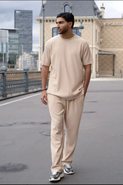 Ensemble côtelé beige haut + pantalon