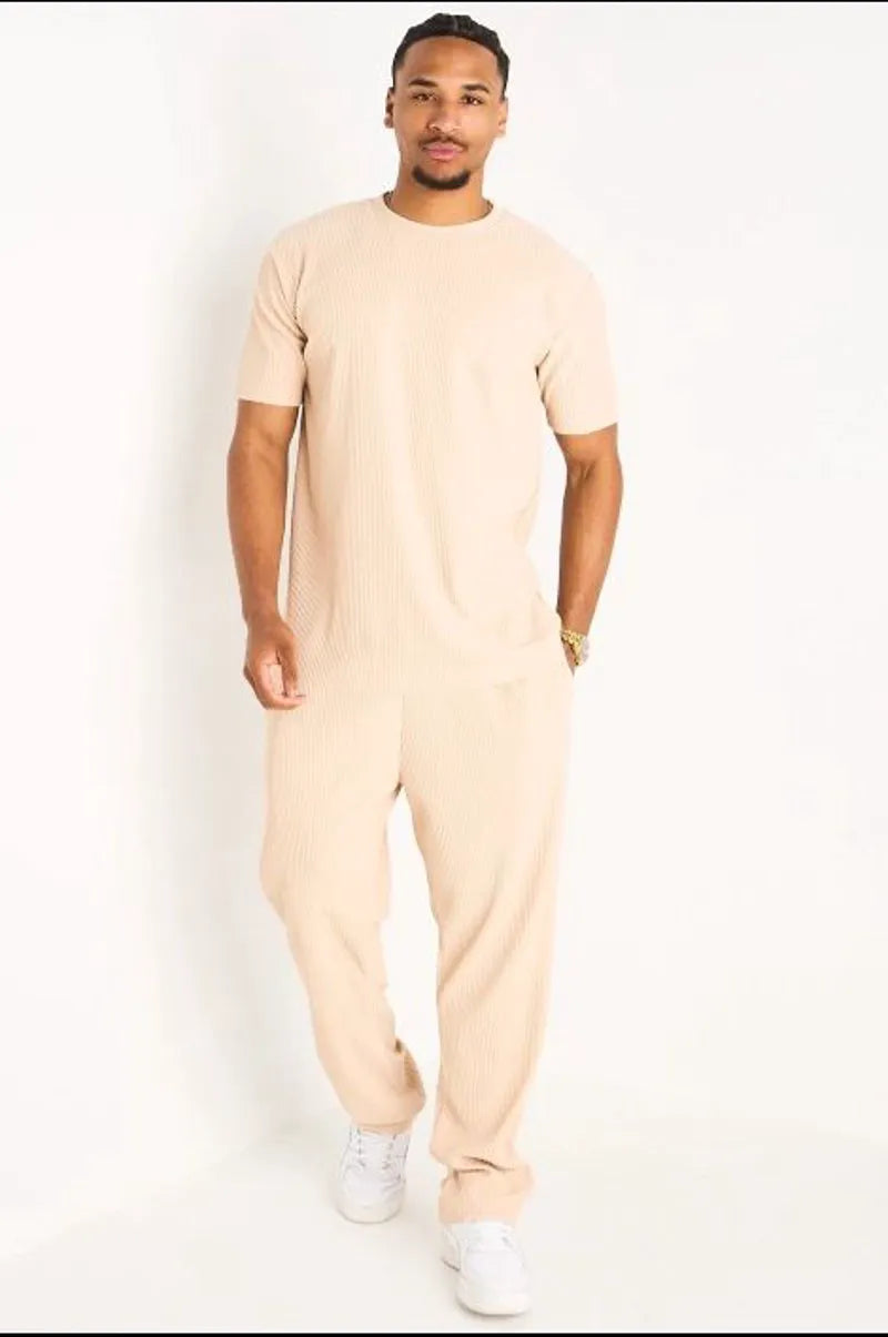 Ensemble côtelé beige haut + pantalon