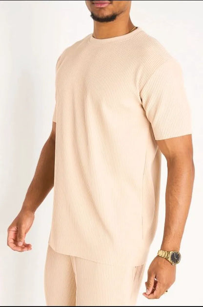 Ensemble côtelé beige haut + pantalon