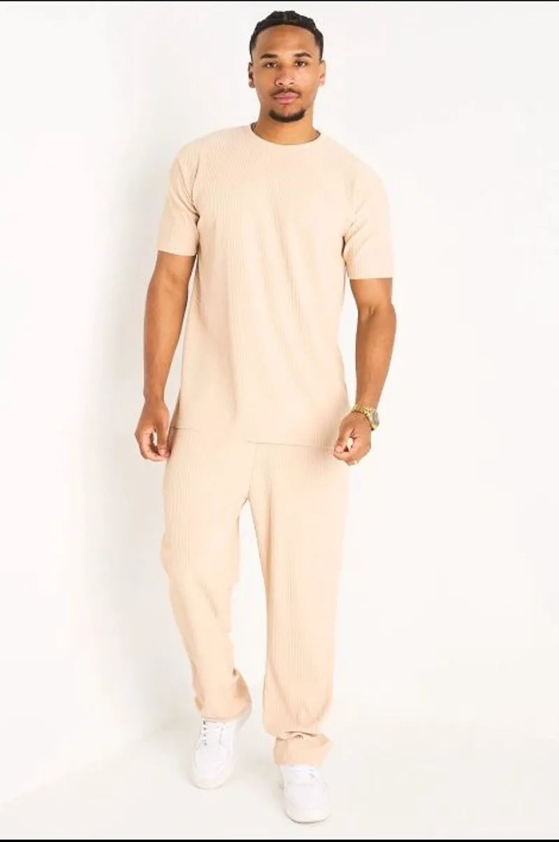 Ensemble côtelé beige haut + pantalon