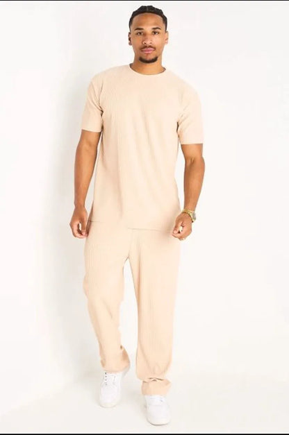 Ensemble côtelé beige haut + pantalon