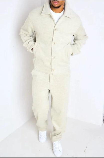Beige two-piece suit: jacket + trousers