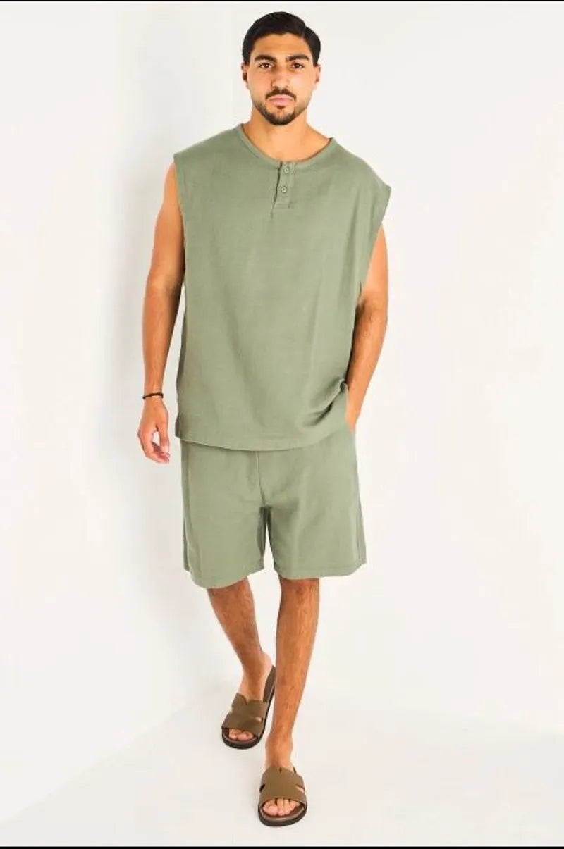 Ensemble deux pièces kaki marcel + short