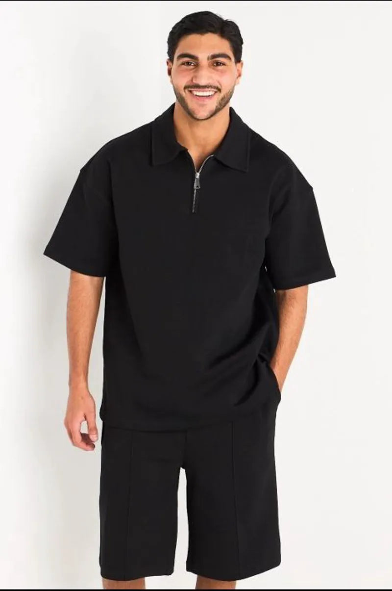 Ensemble noir haut col rabat + short