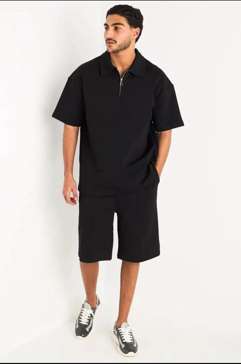 Ensemble noir haut col rabat + short