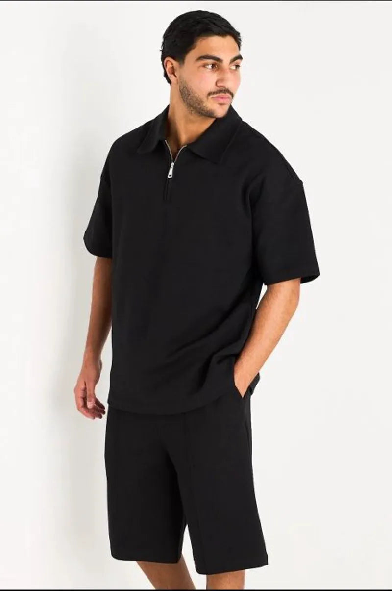 Ensemble noir haut col rabat + short