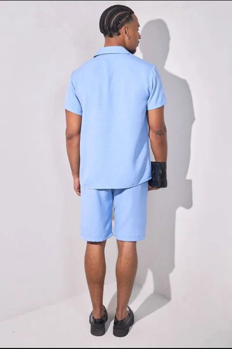 Two-piece set: blue shirt + shorts