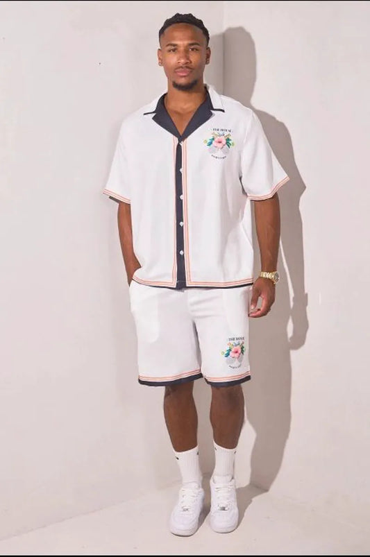 "the royal" two-piece set: black and white shirt + shorts