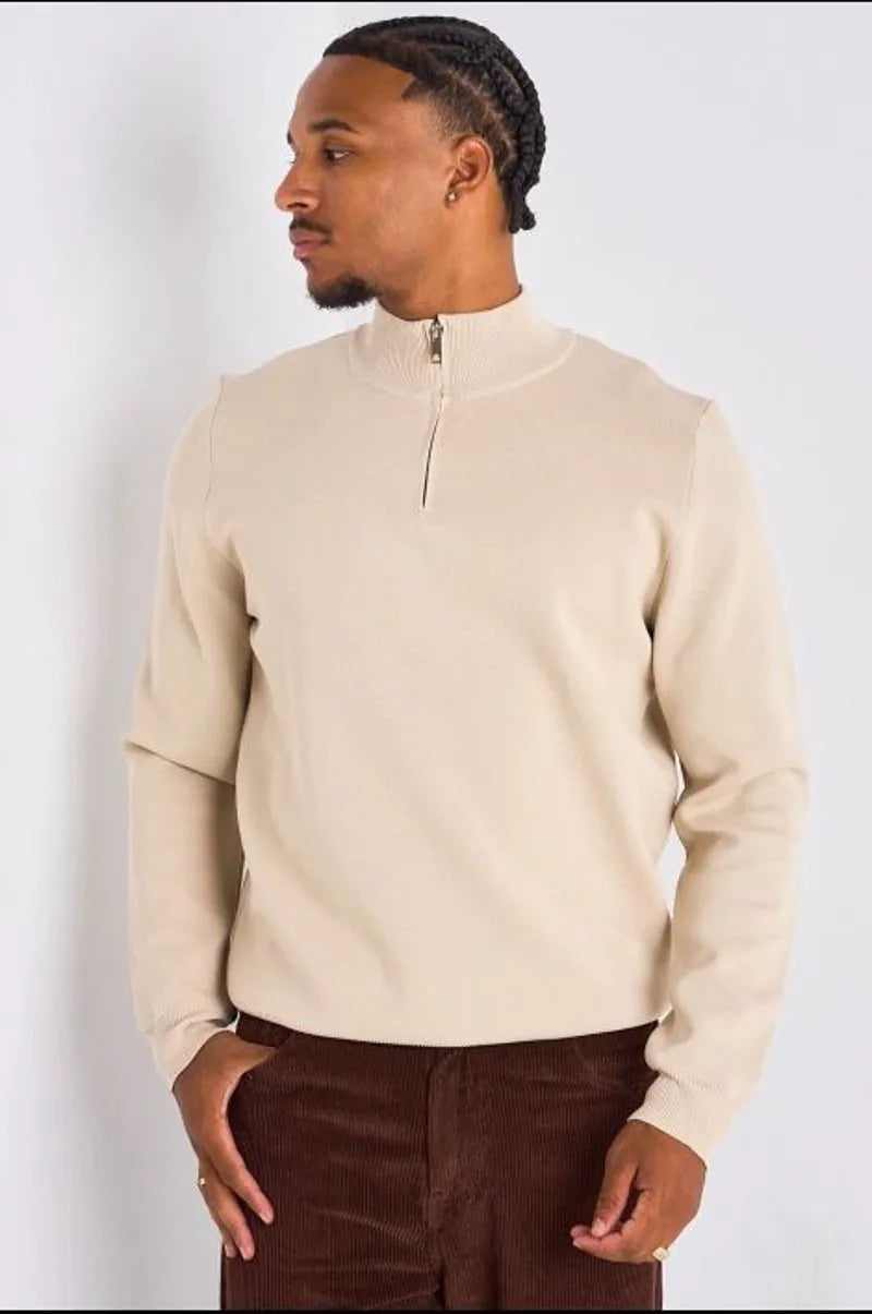 Gilet à demi-zip beige