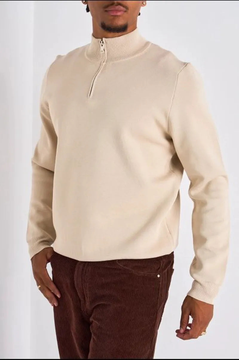 Gilet à demi-zip beige