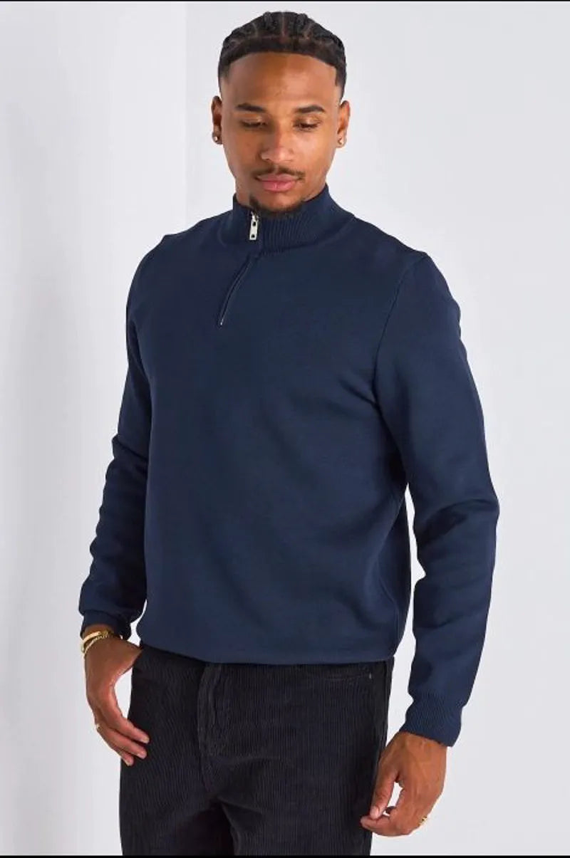 Gilet à demi-zip bleu marine