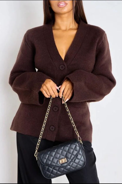 Fitted brown chunky knit vest