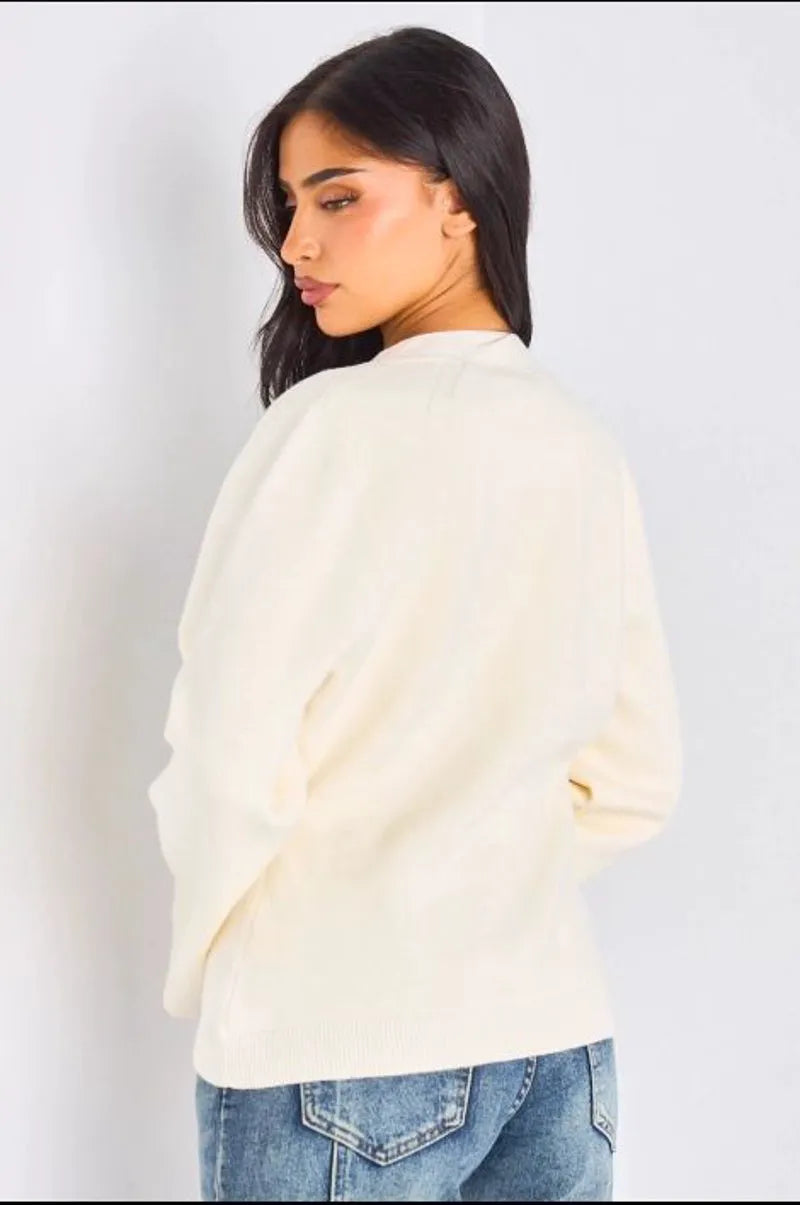 Gilet court en laine à poches blanc