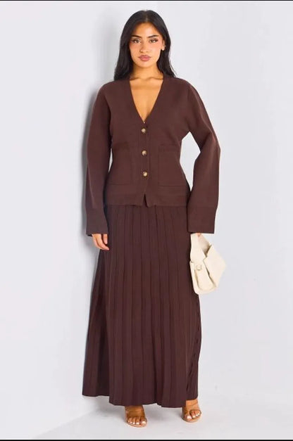 Gilet court en laine à poches marron