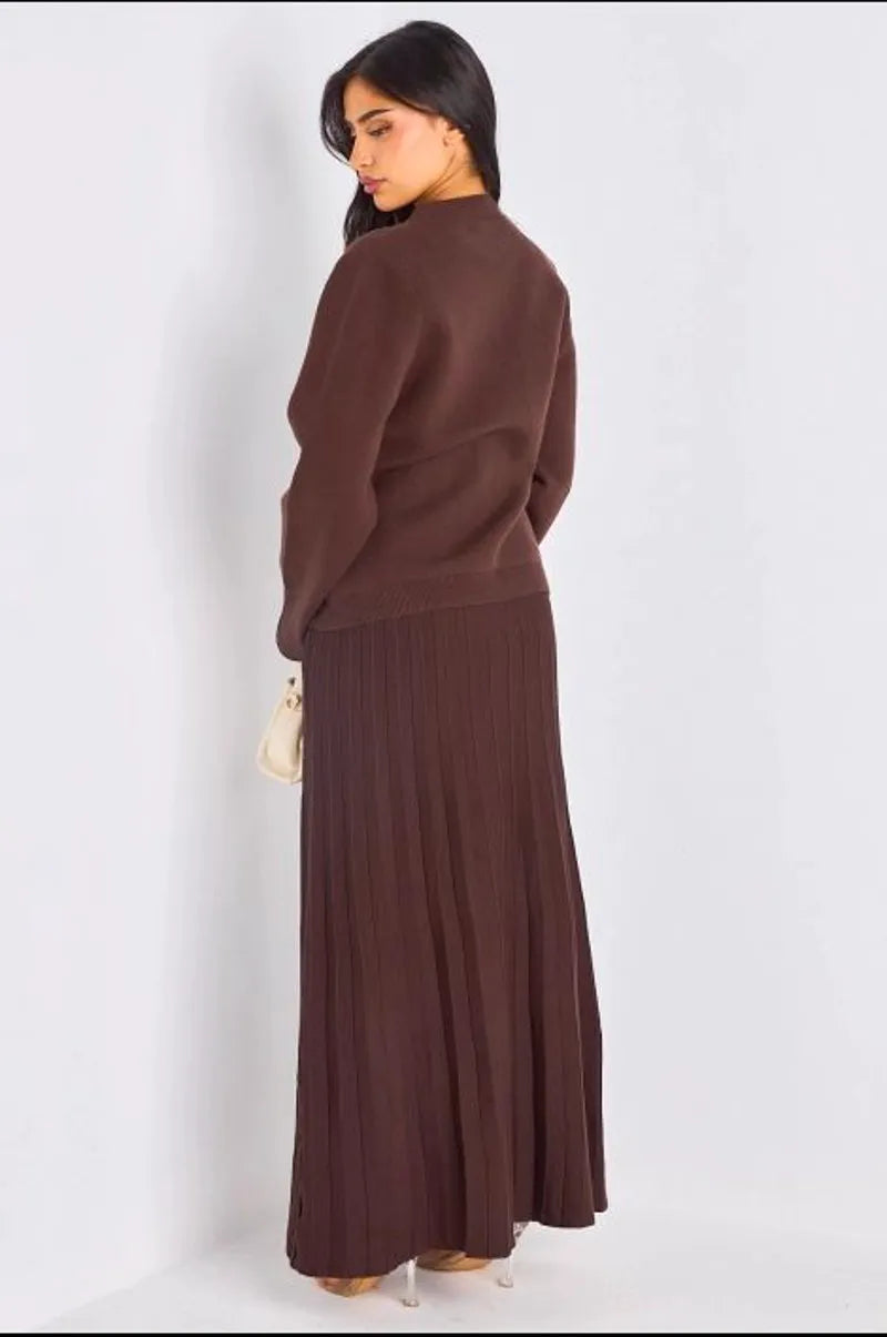 Gilet court en laine à poches marron