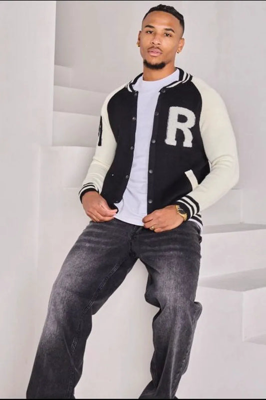 Black and ecru knit vest
