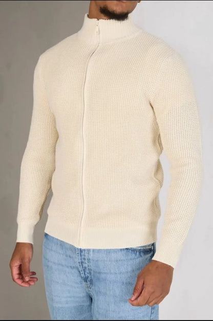 Ecru knit zipped vest
